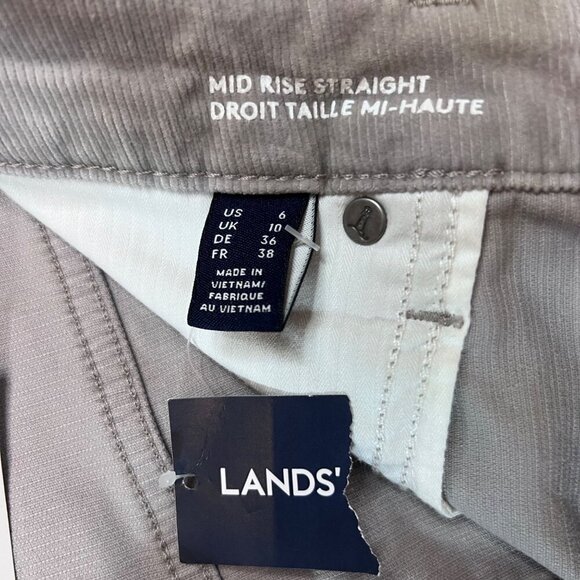 Lands End Womens Mid Rise Straight Leg Corduroy Pants Size 6 Silver Mist - Picture 7 of 7
